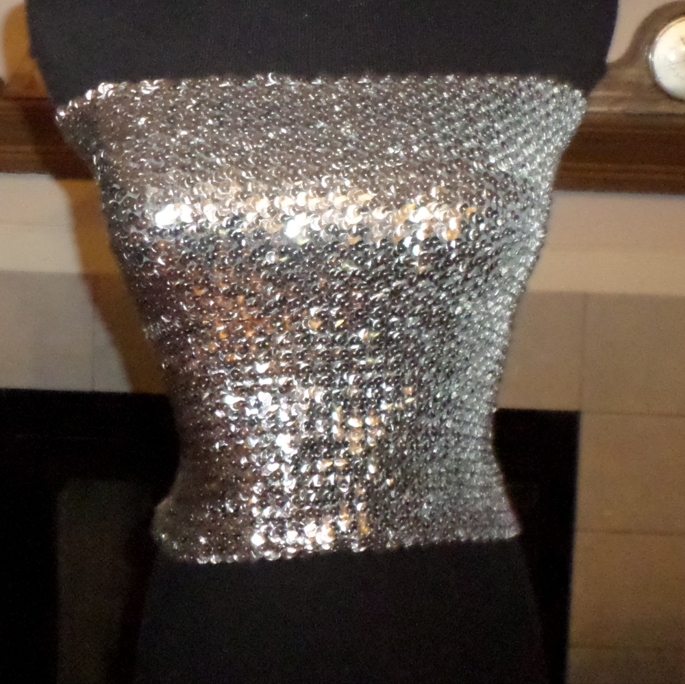 Vintage Silver Sequin Tube Top One Size